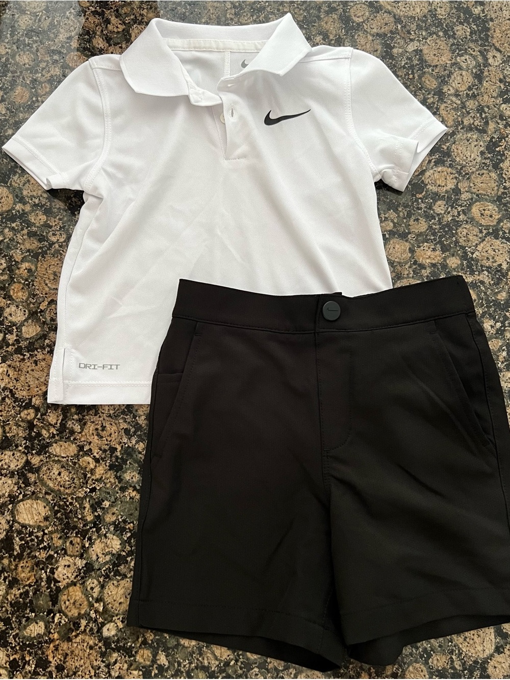 Nike‎ White Dri-FIT Polo with Black Swoosh - Kids